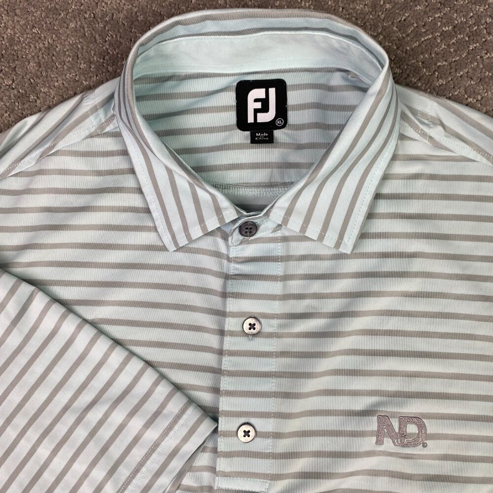 FootJoy Polo Golf Shirt Men's XL Light Blue Silver Stripe Performance Stretch